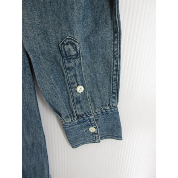 J Crew Dress 4 Linen Blend Popover Shirt Tunic Denim Collared Pocket - Picture 3 of 10